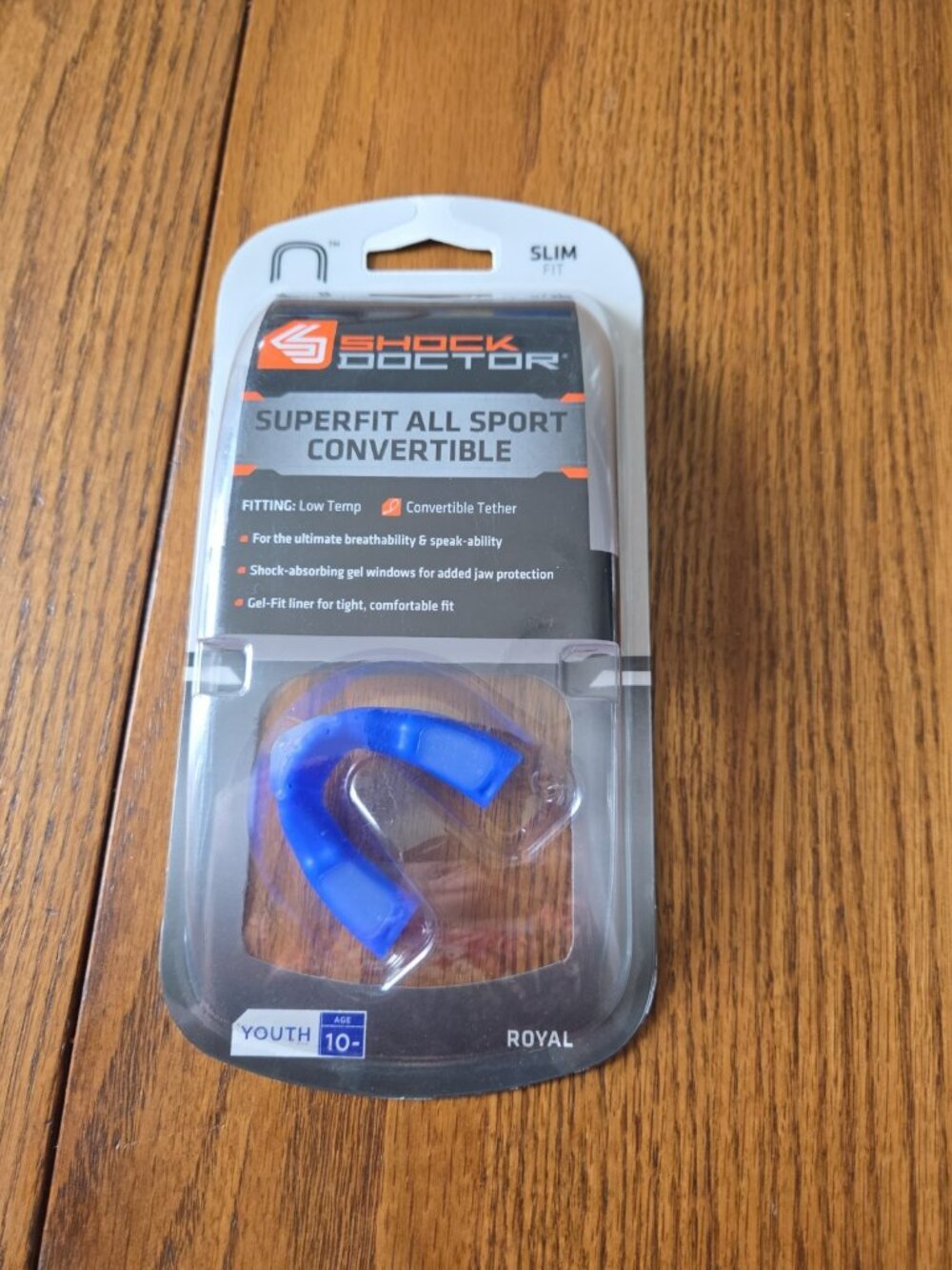 New Sealed Shock Doctor Superfit All Sport Convertible Youth Mouth Guard Blue